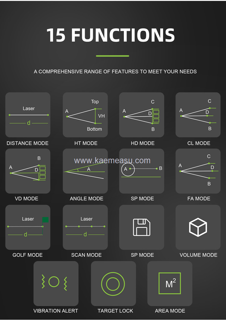 kaemeasu Voice Broadcast Golf Rangefinder Laser Range Finder Telescope With LCD Touch Screen J600