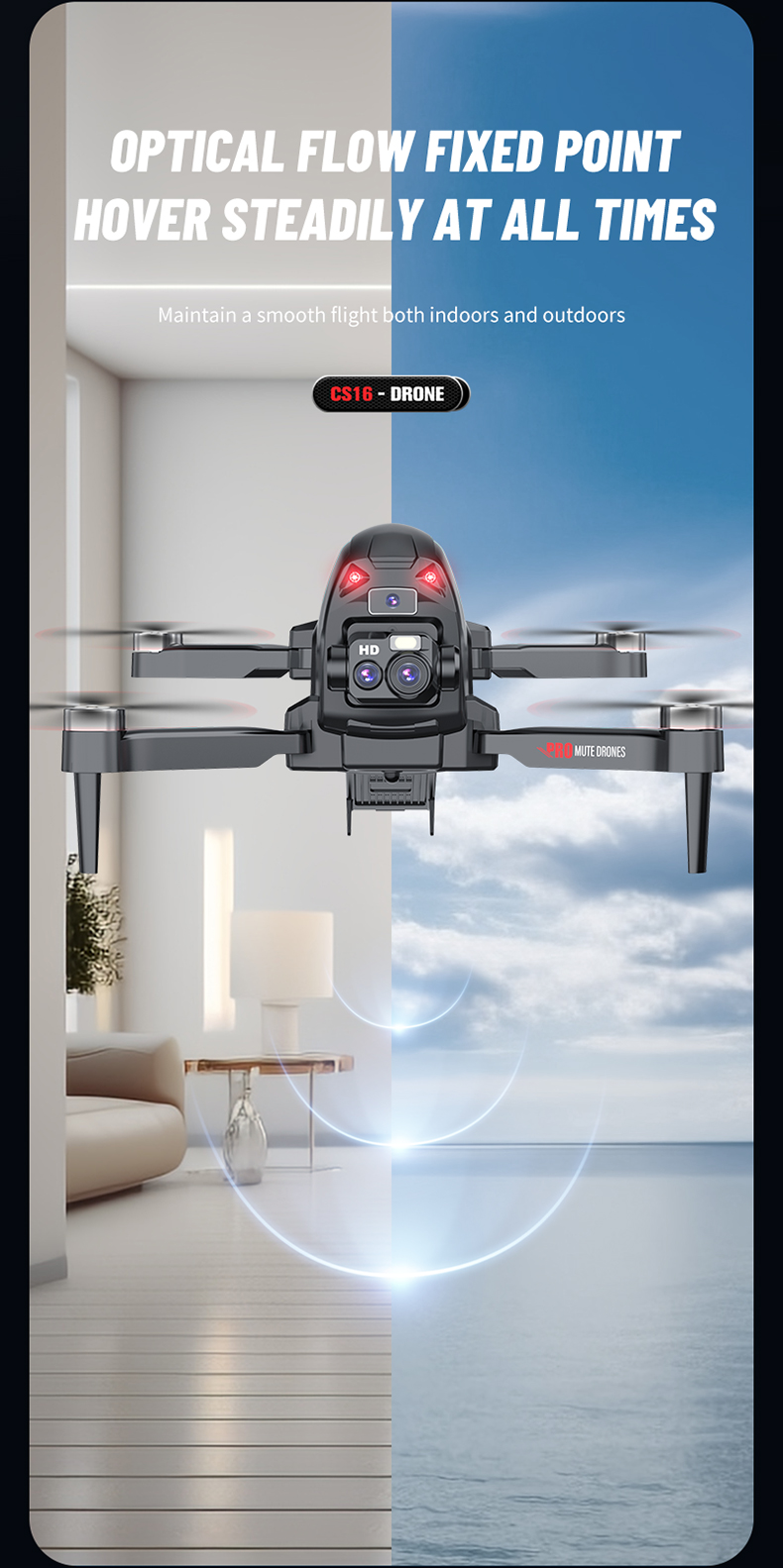 Outdoor Adventure 1080P Hd Live View Drone with Speed Adjustment Function 120M Remote Distance and 3XAA Controller Battery