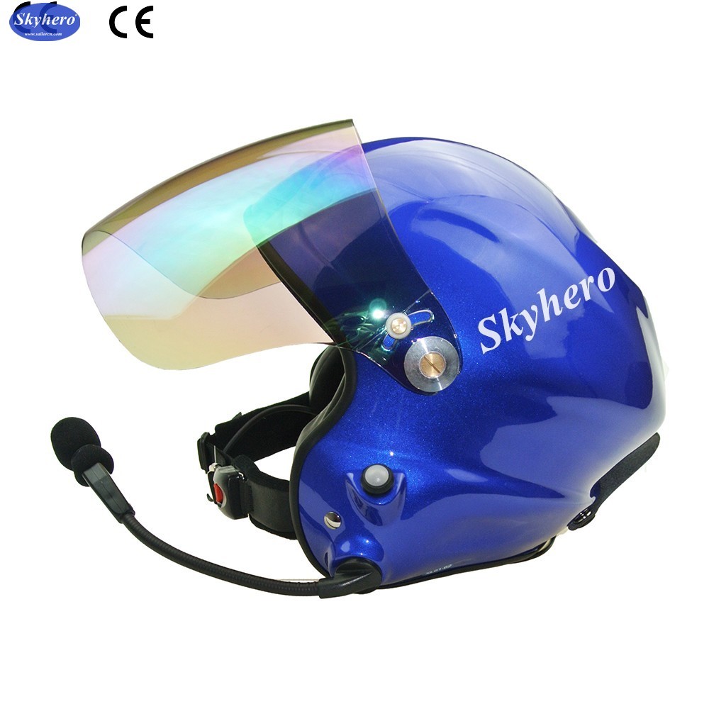 Noise cancel Paramotor helmet Blue with headset blue Open face PPG helmet two side PTT control blue red black