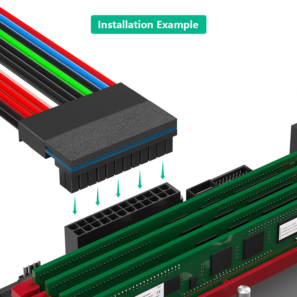 ATX 24Pin 90 Degree 24 Pin To 24pin Power Plug Adapter Mainboard Motherboard Power Connectors Modular For Power Supply