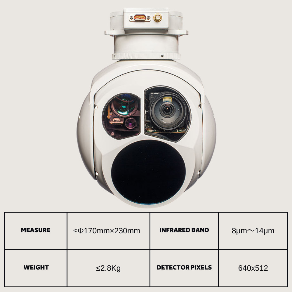 Multifunction 3 Axis Infrared Ranging Drone Pods Lightweight 15KM Visible Light Detection HXTS02A