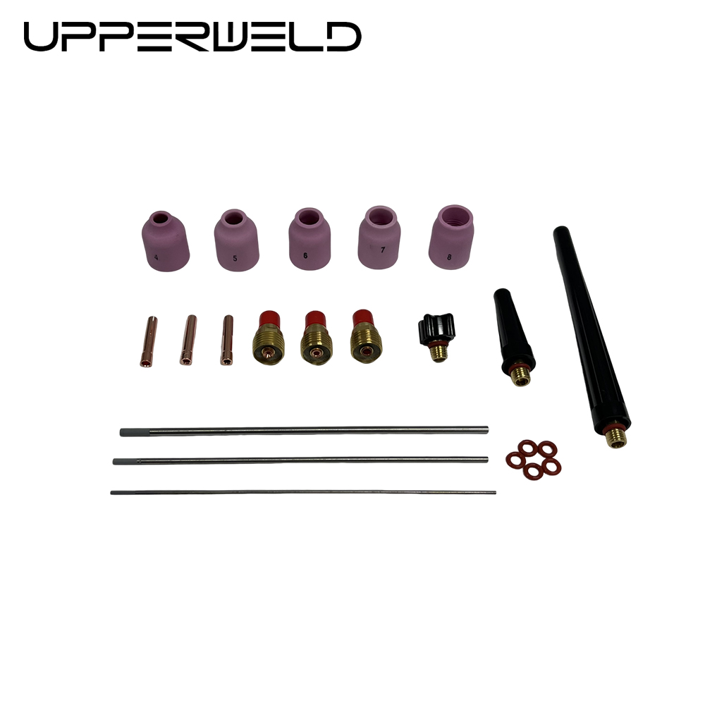 Pink UPPERWELD 27PCS TIG Welding Torch Accessories 53N Series Ceramic Nozzle TIG Spare Parts Include Gas Lens