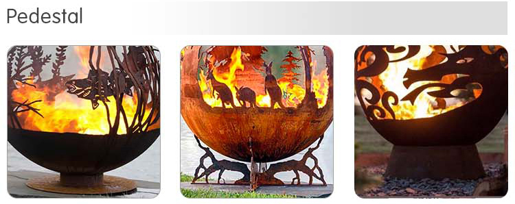 pedestal - GN-FB-106 Sphere Fire Pit Fire Ball Factory Decorative Outdoor Fire Pit Steel Fire Globe
