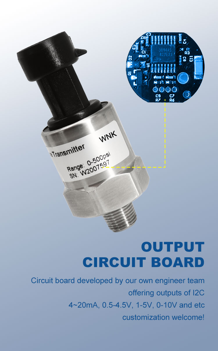0.5-4.5v 4-20ma Output Compact Pressure Sensor For Gas Liquid Water