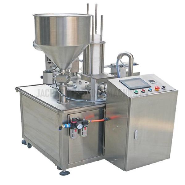 Flexible 20-500ml Rotary Cup Filling Sealing Machine 0-85℃ Hopper Temperature