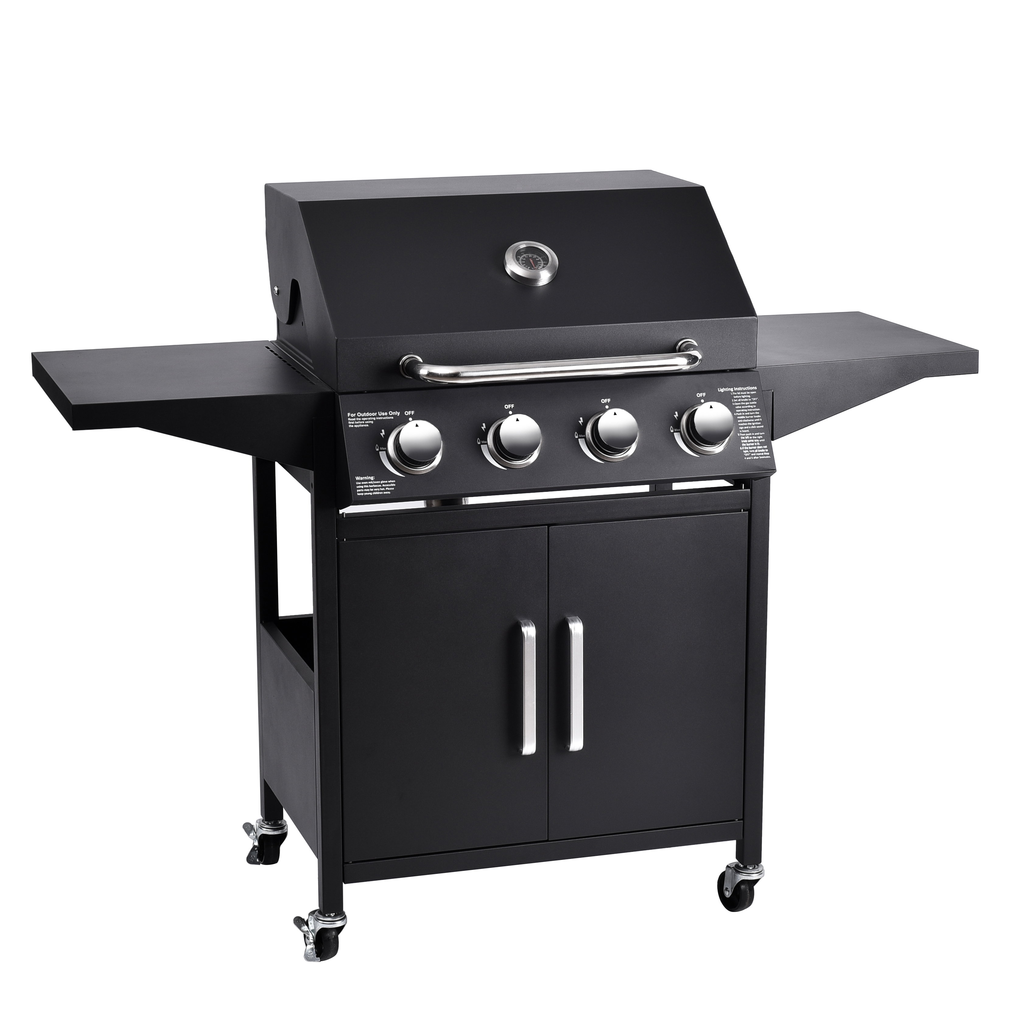 Outdoor Commercial Stainless Steel Gas BBQ Grill with Side Table Custom Logo Acceptable