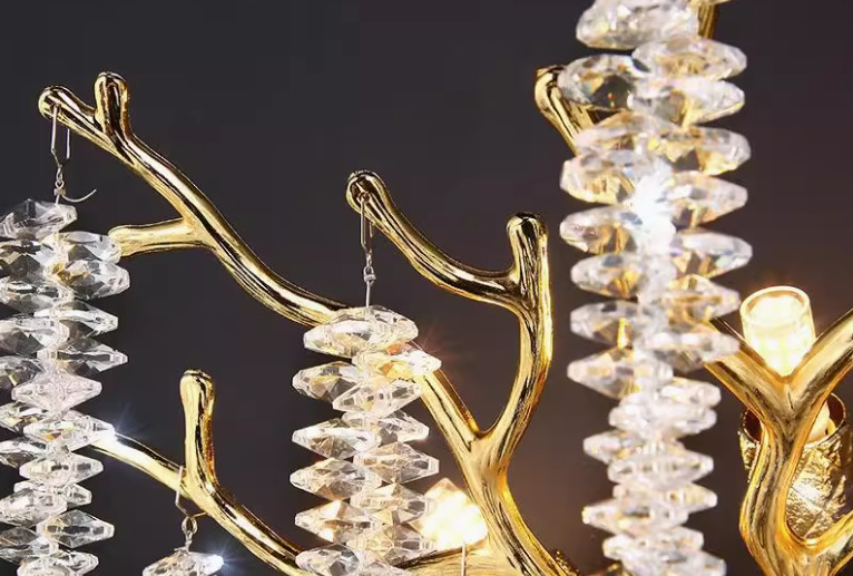 Post-modern light luxury personality villa model room living room dining room bedroom lamp creative tassel branch crystal chandelier