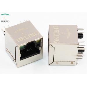 180 Degree Vertical RJ45 Jack Through Hole PCB Mount With Green / Yellow LED