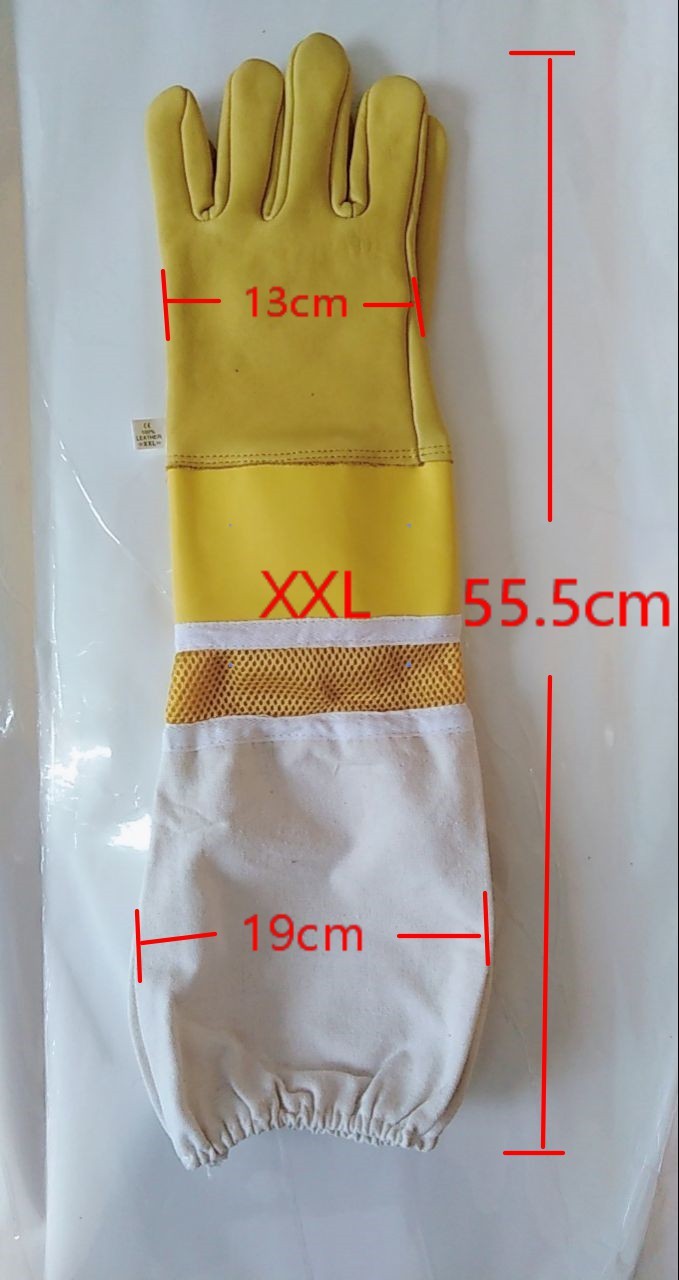 Goat Skin Bee Gloves Leather wrist protector Half Ventilated canvas cuff for Beekeeping