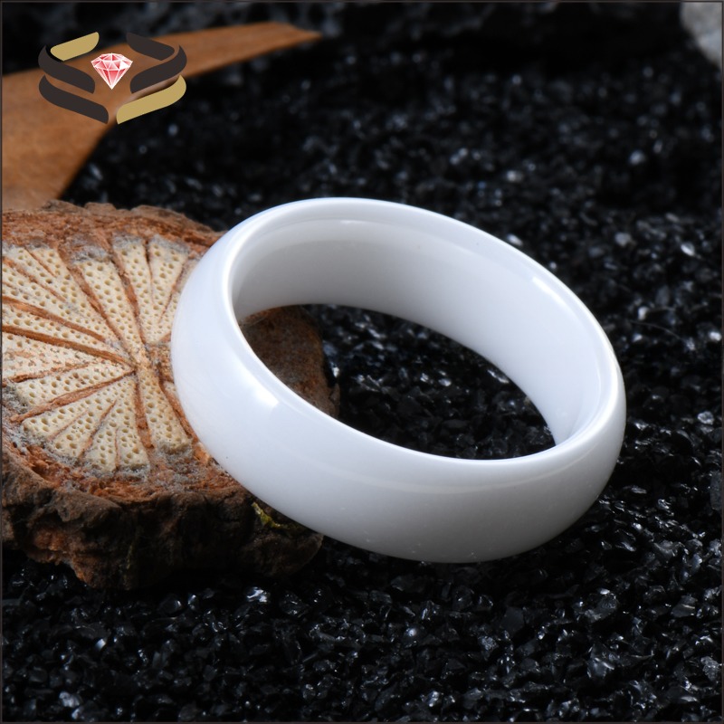 Dome Polished Wedding White Ceramic Ring Third Party Appraisal For Men Engagement