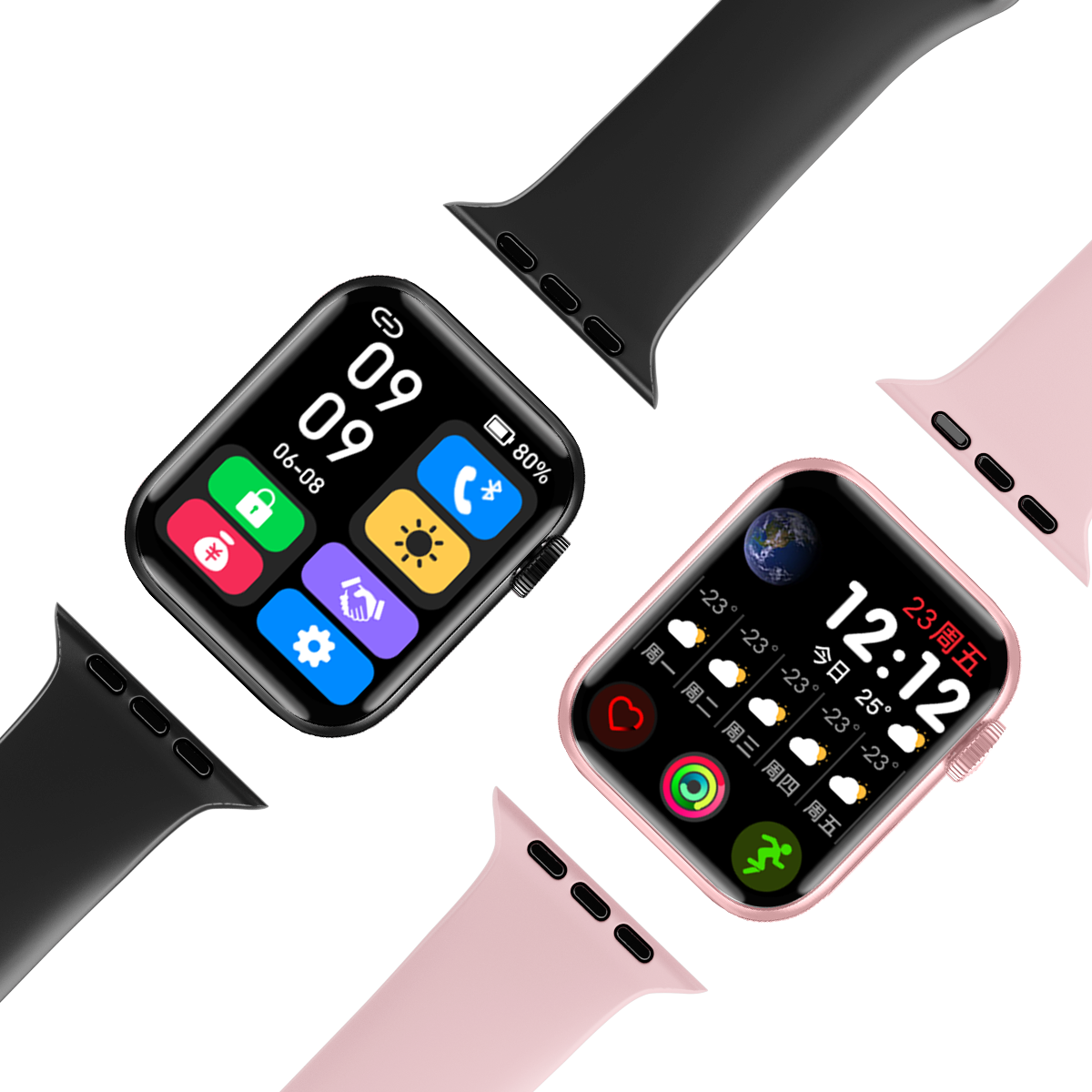 Square 1.75inch Full Touch Smartwatch Blood Pressure Monitoring