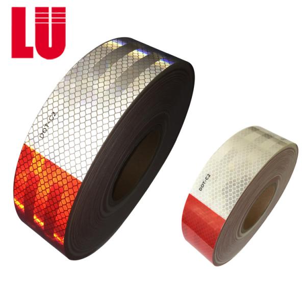 2 Inch White+Red Diamond Grade Truck Safety Reflective Material Retro Reflect