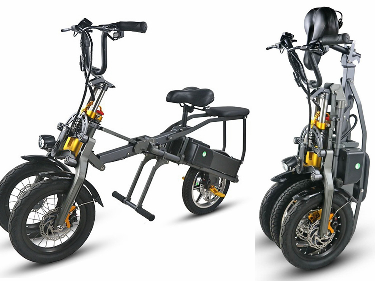 14 Inch Mini Electric Tricycle Bike , Electric Foldable Tricycle With 3 Wheels