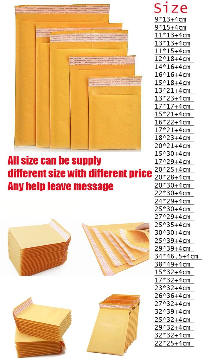 Courier Yellow Kraft Paper Padded Mailing Envelopes 9*10'' With Custom Pringting