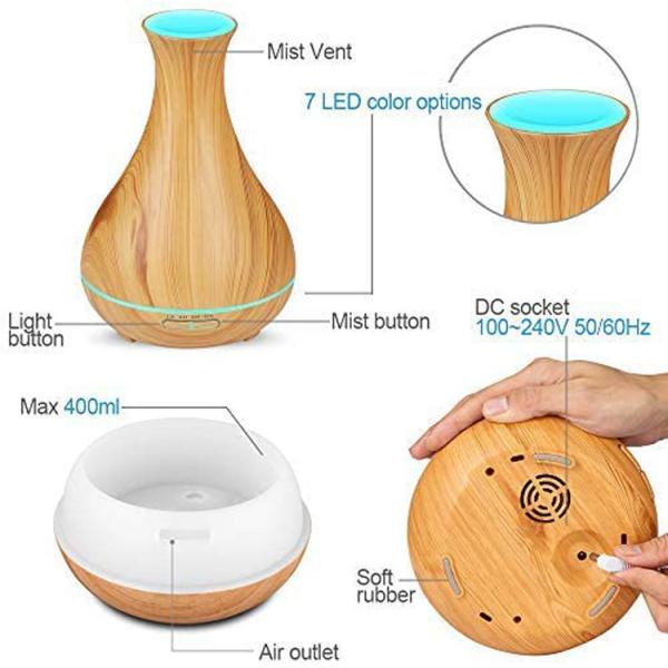 Aroma Diffuser Essential Oil Diffuser Ultrasonic Air Humidifier With Wood Grain