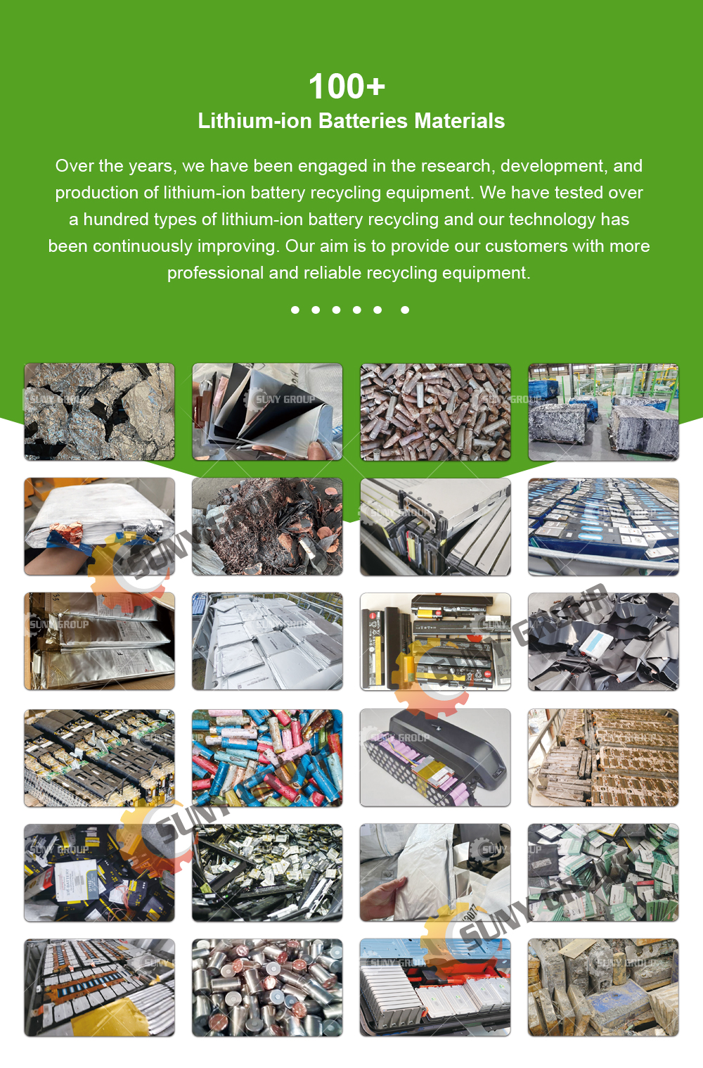 PLC PC Touch Screen Control Lion-ion Cells Recycling Machine for 1000Kg/H Production