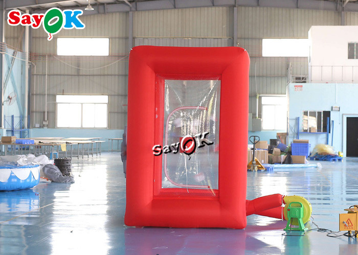 Custom Red Portable Inflatable Money Machine 1.8x1.8x2.7mH For Advertisement Event
