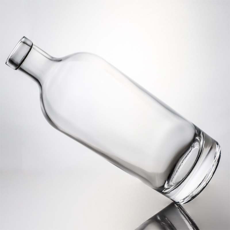 Screw cap 750ml 1000ml clear flint gin rum champagne liquor glass bottle with wood cork