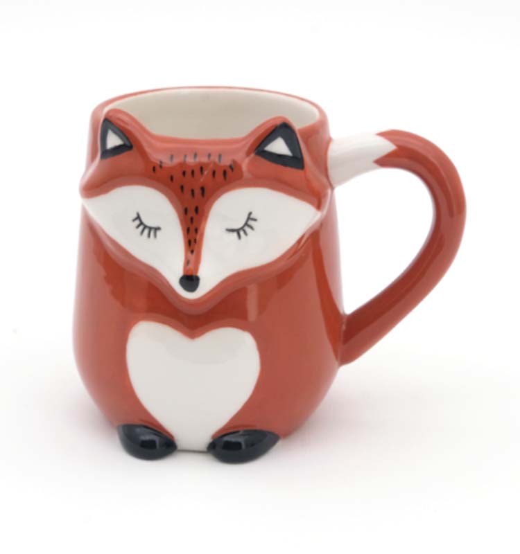 Customized Handmade 3d Fox Animal Cute Lovely Ceramic Mugs Coffee mug