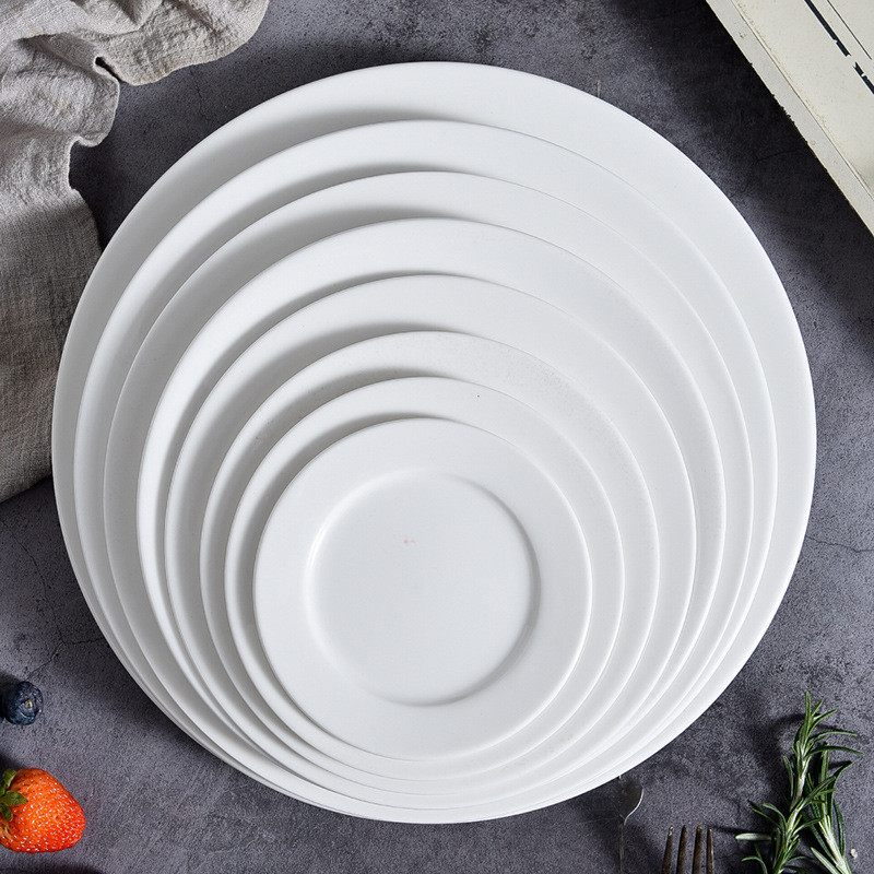 Custom Round Restaurant Ceramic Beef Plates Decorated Dishes