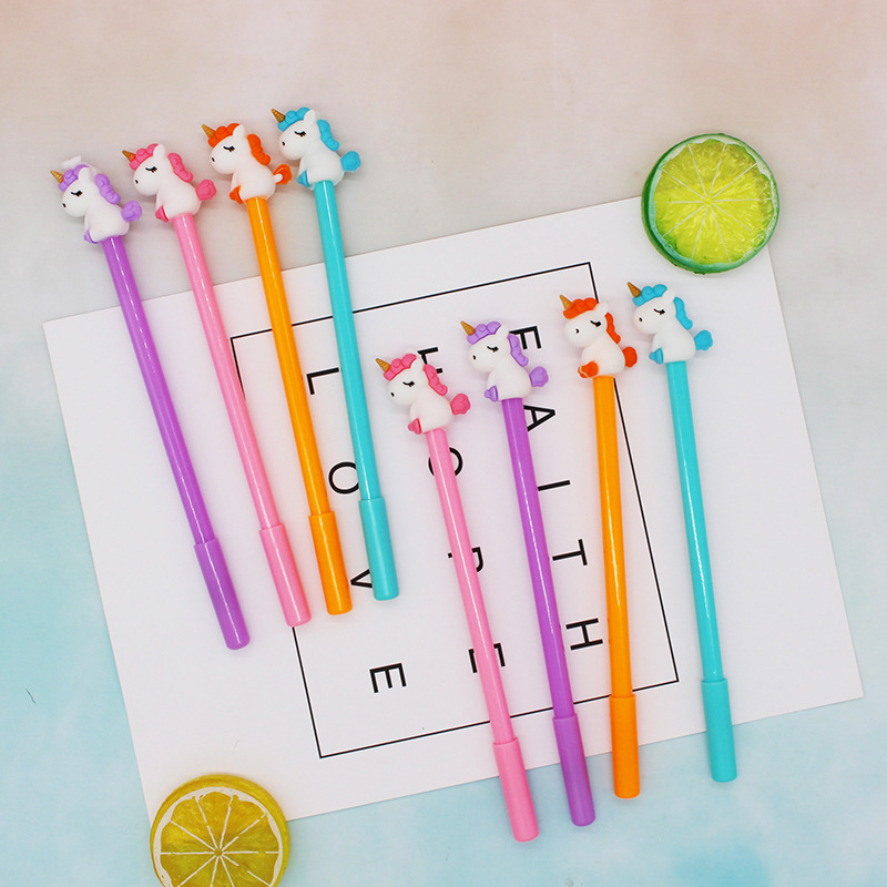 Assorted Color Cartoon Kawaii Horse PVC ABS Epoxy Gel Ink Pens for Yiwu Stationery