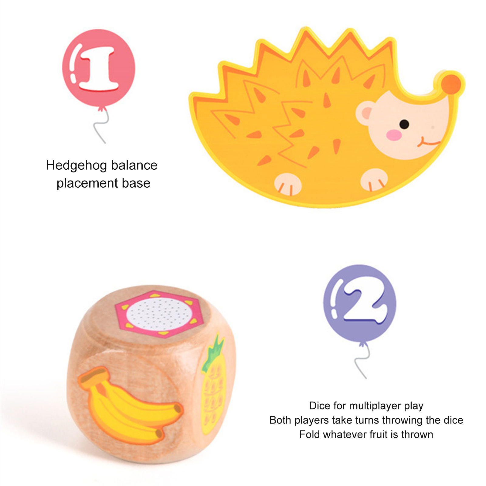 Wooden Stacking Balance Building Block Toys Cartoon Animal Hedgehog Fruit Blocks Balance Games Montessori Toys