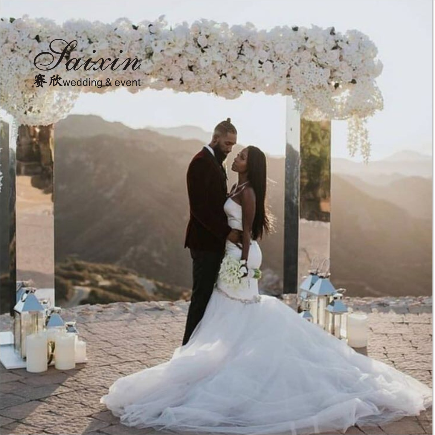 Hot sale decoration white acrylic fabric arches for wedding backdrop