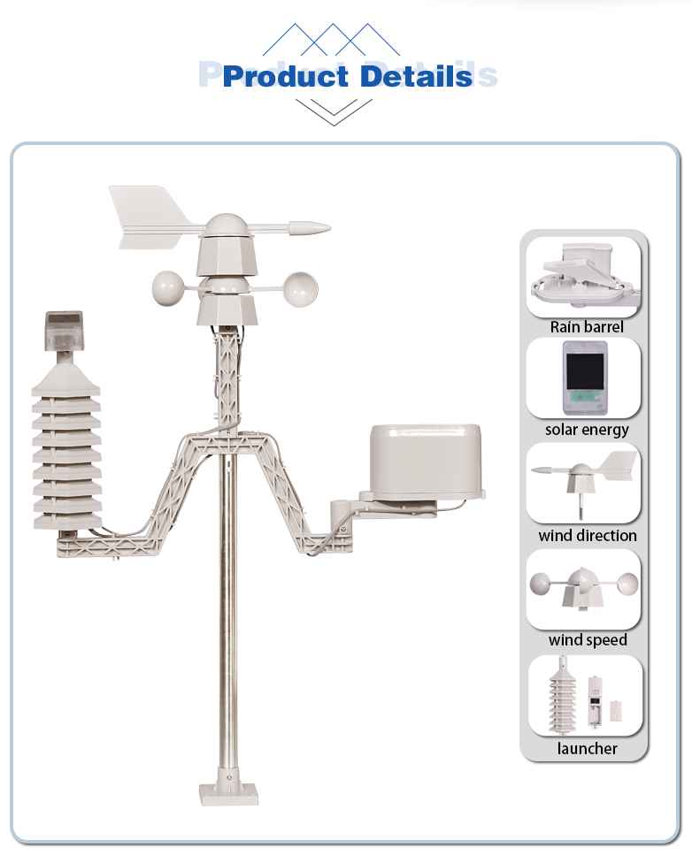 Compact Weather Station For Outdoor Monitoring Displays Wind And Rain Automatically