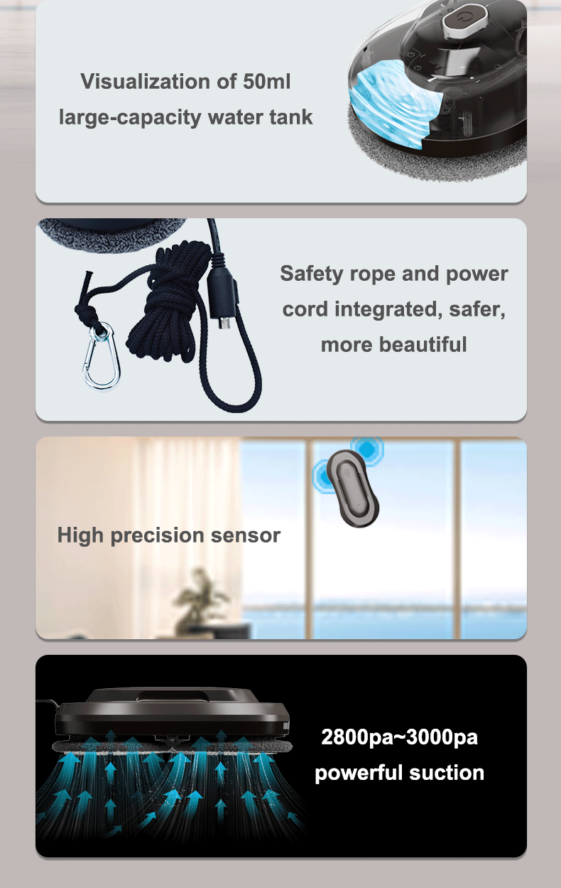 Trending Electric Window Cleaning Robot Smart Home Cleaning Appliance 50ml Water Tank