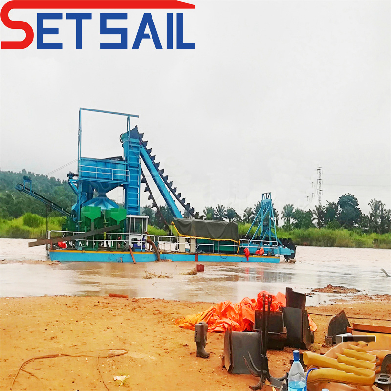 Diesel Engine Power Chain Bucket River Gold Diamond Dredger