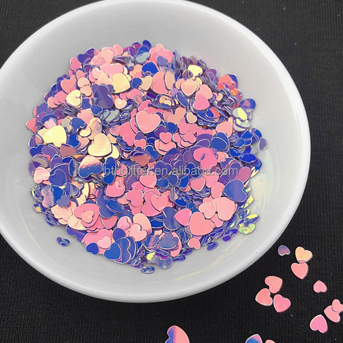 PVC Custom Heart Shape Nail Glitter Sequins Transparent Glitter for Other Holiday Supplies