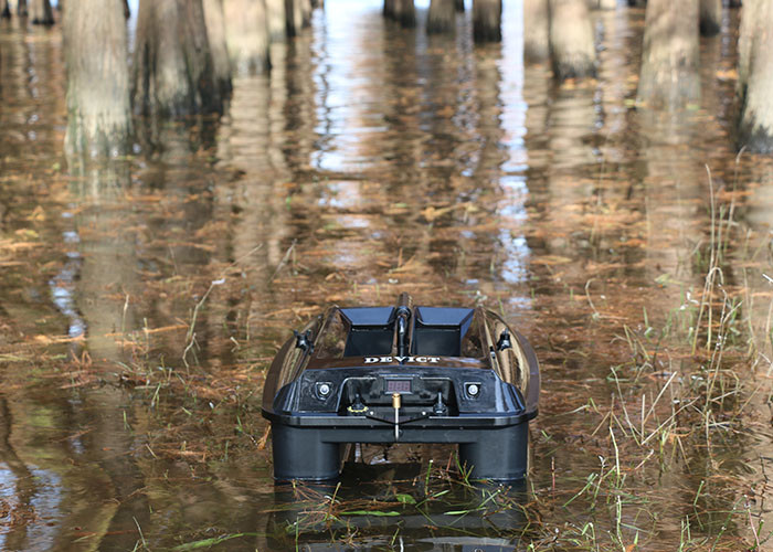 Black catamaran biat boat ABS plastic , carp bait boat lithium battery