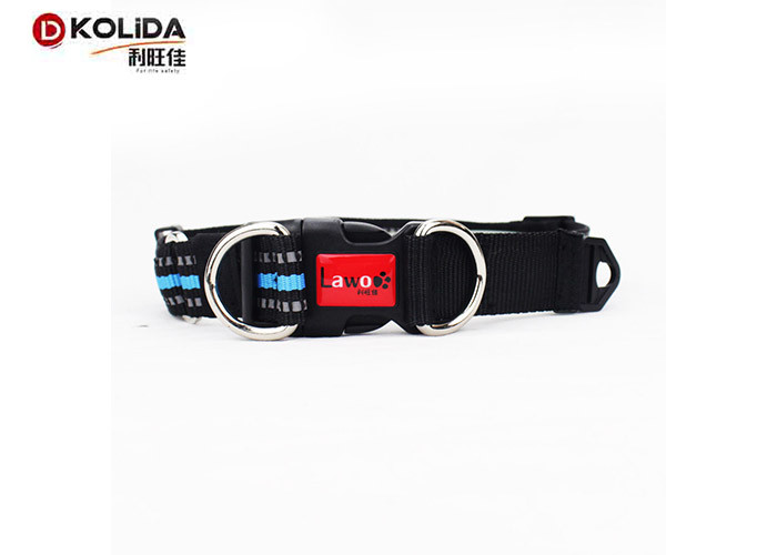 Adjustable Fabric Nylon Dog Collars Reflective Buckle Clip For Pet Lead