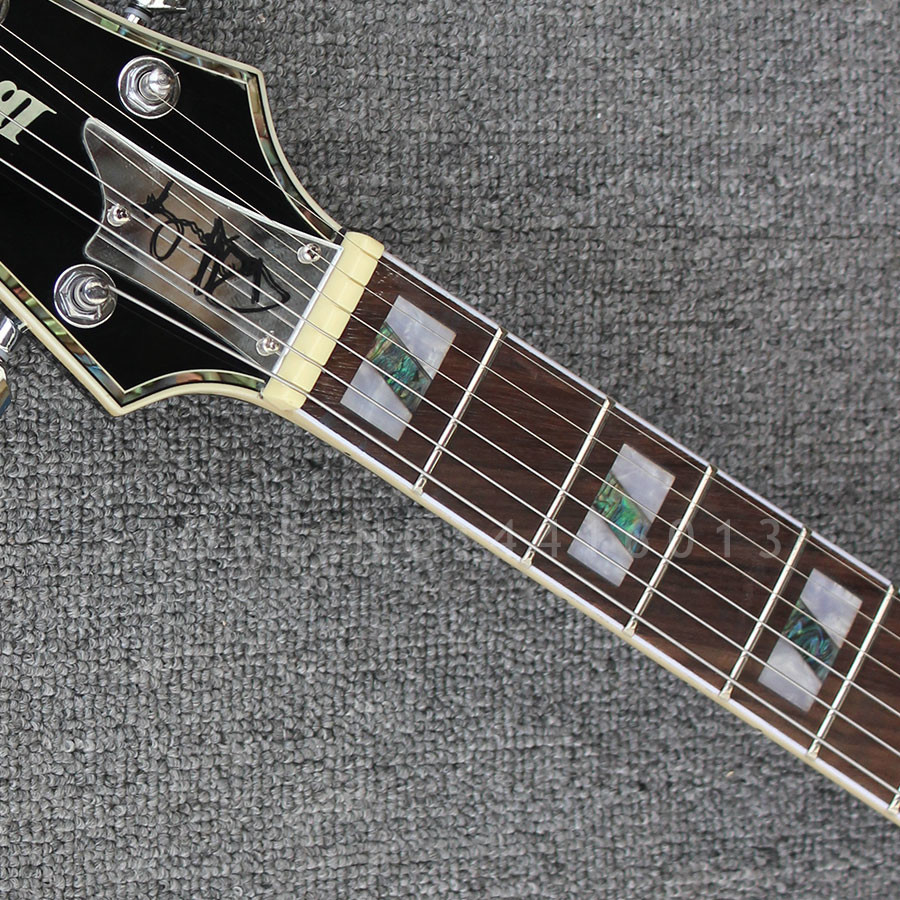 Custom Purple Gold Sliver Cracked Mirror ICEMAN Stanley Electric Guitar Abalone & Cream Body Binding Guitar
