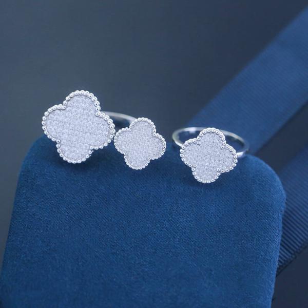 Wholesale 925 Sterling Silver Fine Jewelry Trendy Custom Adjustable Ring Four