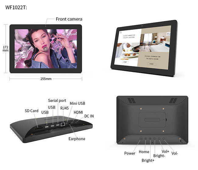 2.0MP Camera Wall Mounted LCD Display 1280x800 Indoor Electronic