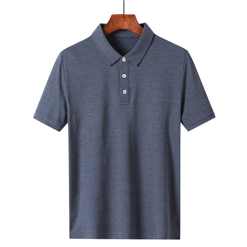White Lapel Middle Aged OEM T Shirts Business Ice Silk Quick Dry Shirt