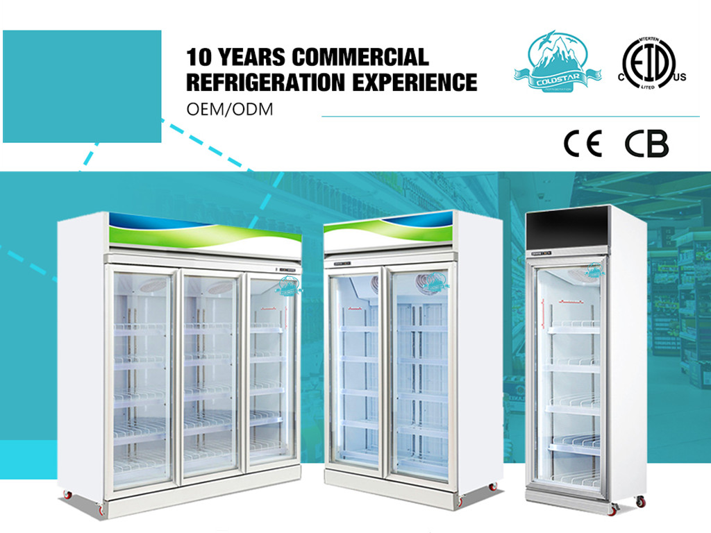 Supermarket Display Refrigerators 400L Glass Door Beer Fridge Upright Drink Beverage Cooler