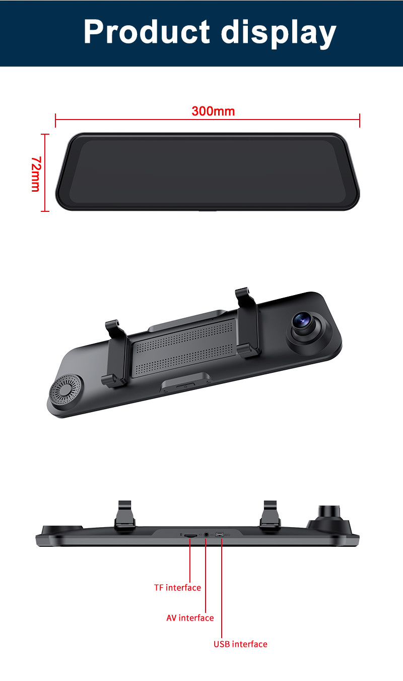 2K 1080P Android Wireless Carplay Dashboard Dash Cam 12inch Touch Screen