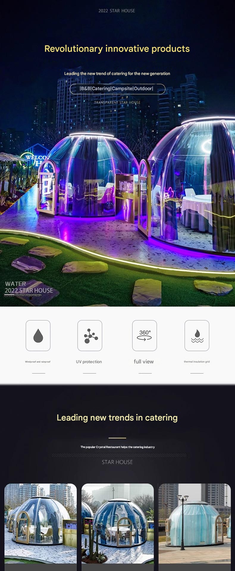 Contemporary Design Style Outdoor Hotel Camping Site Scenic Glass Room Spherical Tent Bubble House Homestay