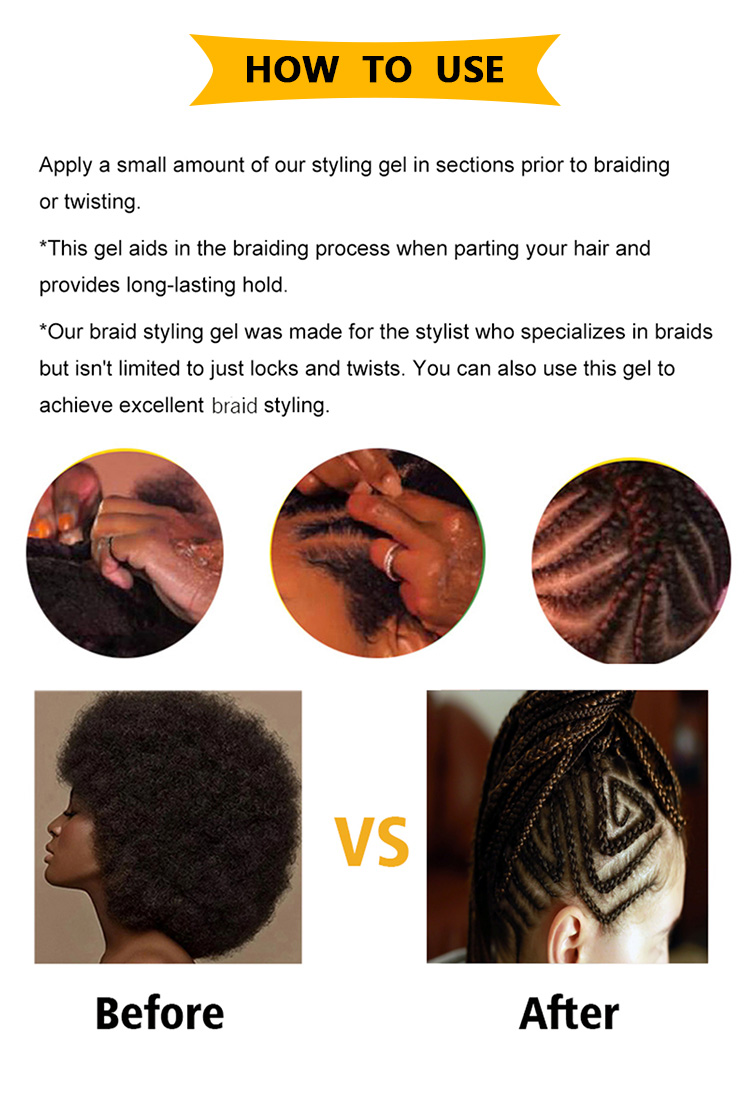 Multi colors customize 4oz hair shine jam Edge Control for All types of African Hair