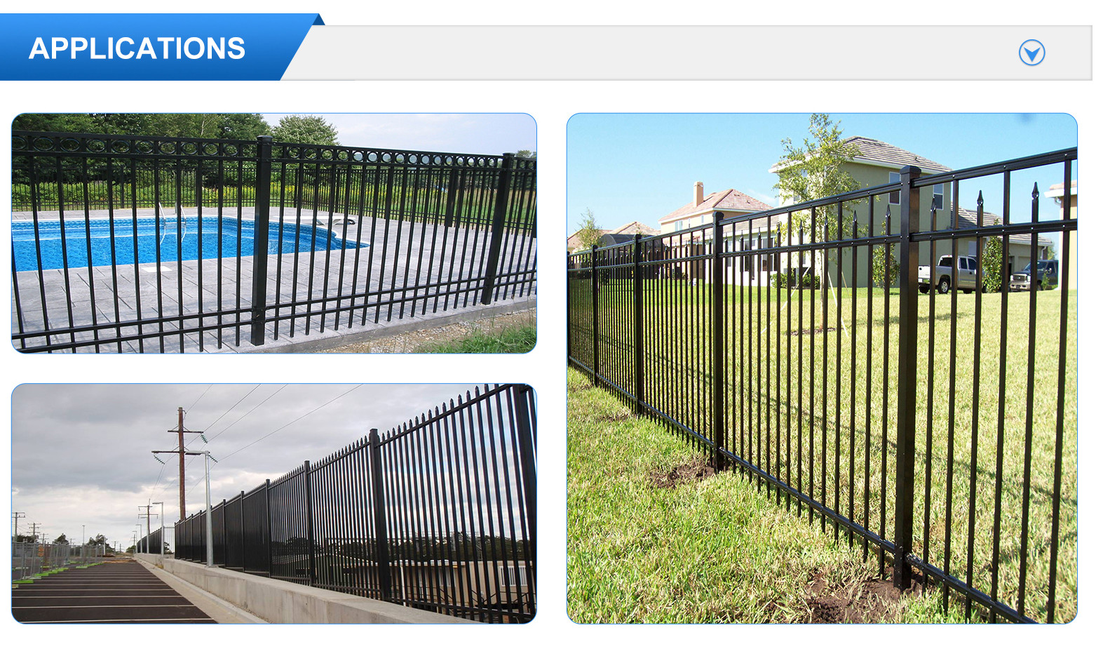ISO Black H1.8m Decorative Wrought Iron Fence Panels For Commercial