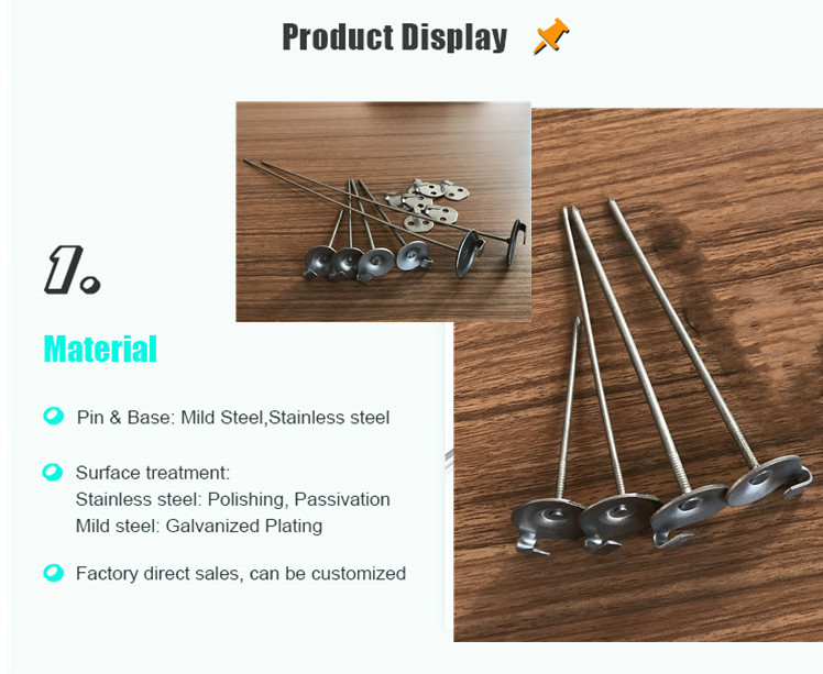 Stainless Steel Lacing Anchor Rock Wool Insulation Pins For Removable Covers Pads