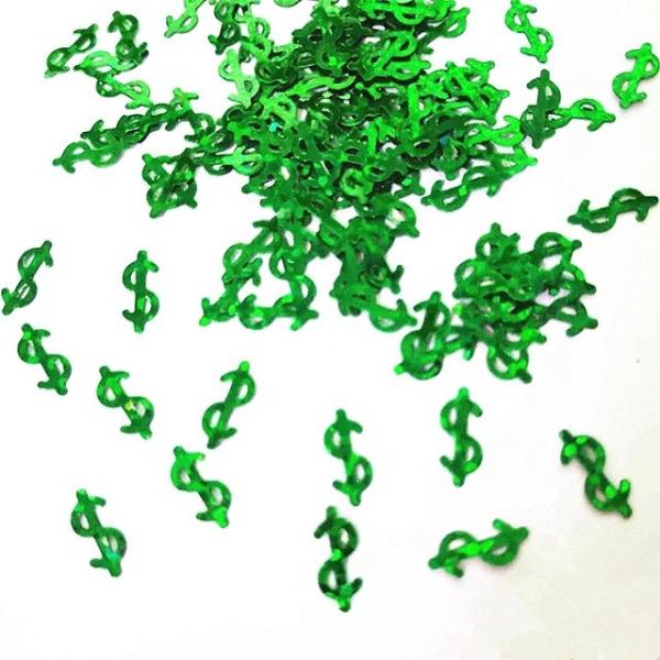 Die Cutting Printing Prop Money Green Dollar Sign Glitter Green Money Sign for
