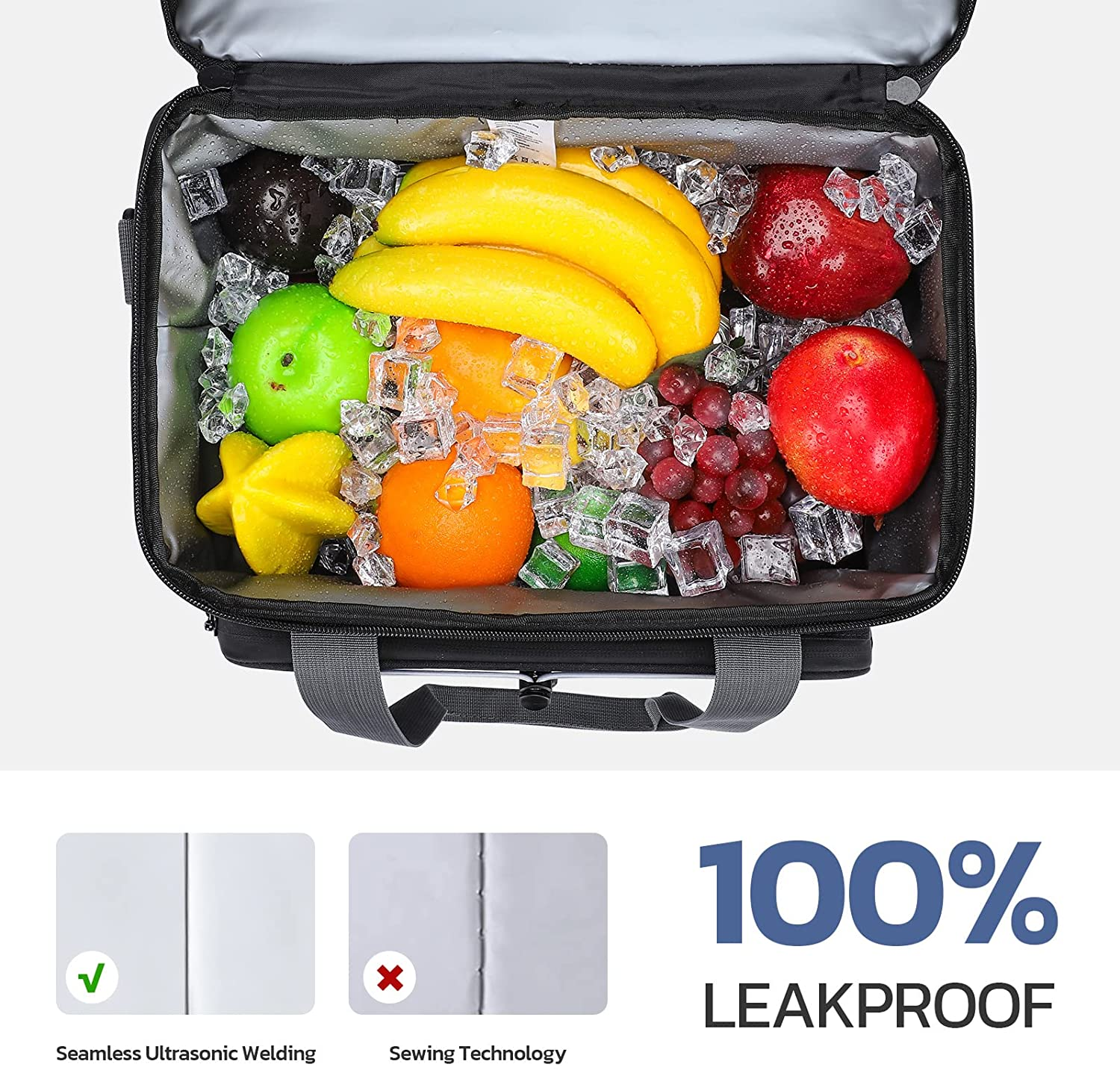 2 Double Layer Insulated Collapsible Lunch Bag 60 Can Large 15x10x14"