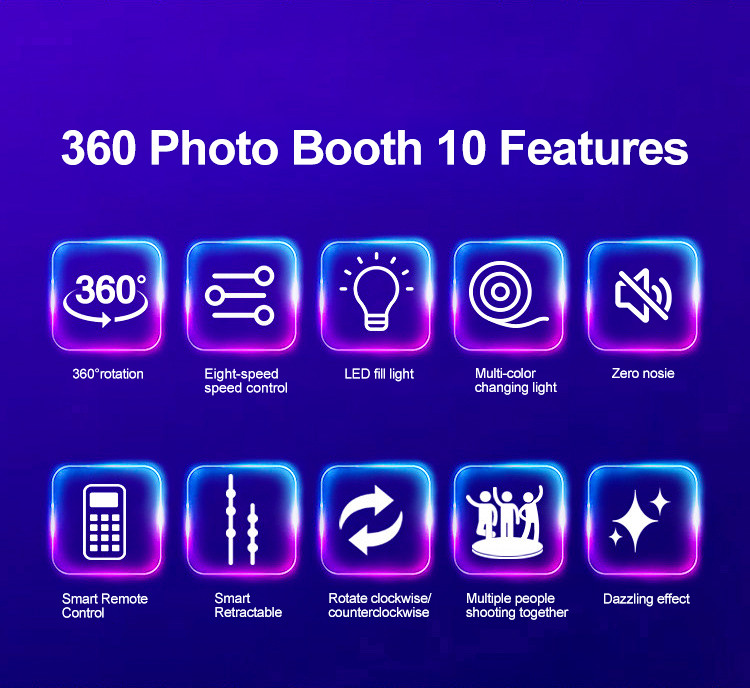 Automatic Control 360 Selfie Video Booth Portable