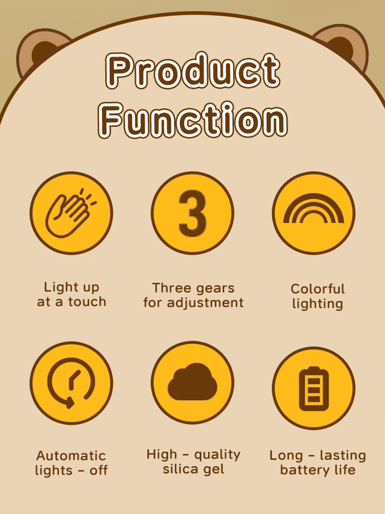USB Rechargeable Dimming Capybara Night Lighting Silicone Night Lights Children's Bedroom Bedside Table Lamp