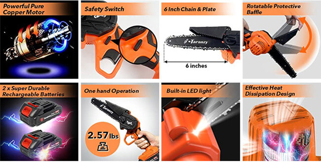 21V Pruning Saw Small Wood Spliting Machine Portable Mini Chainsaw 6 Inch