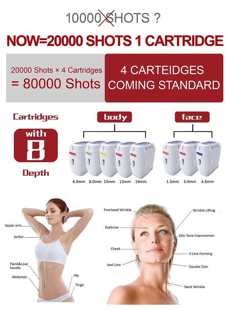 Hifu Cartridge 20000 Shots Korea 3D Hifu 8 Cartridges With 1-11 Lines Face Body Lifting Machine Price