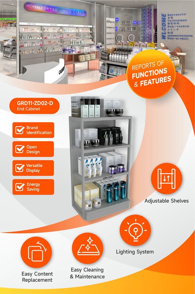 GDR11-ZD02-D Fashion Exhibition Display with LED Light Strips and Price Card Slot for Retail Stores